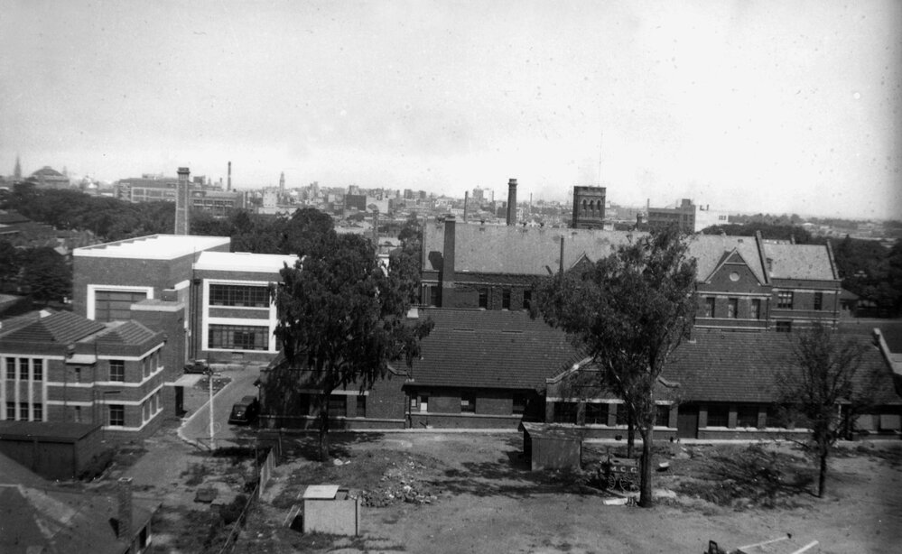 View of part of University of Melbourne site from Chemistry Building roof.