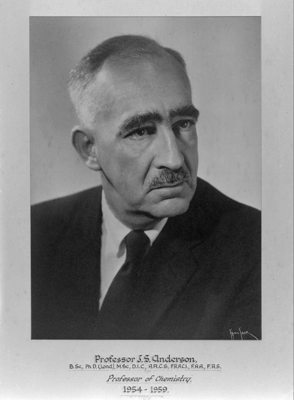 Portrait of Professor J. S. Anderson, Professor of Chemistry, University of Melbourne.