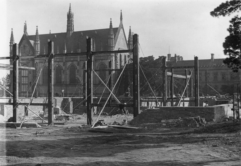 Chemistry Building under construction in 1938, University of Melbourne.