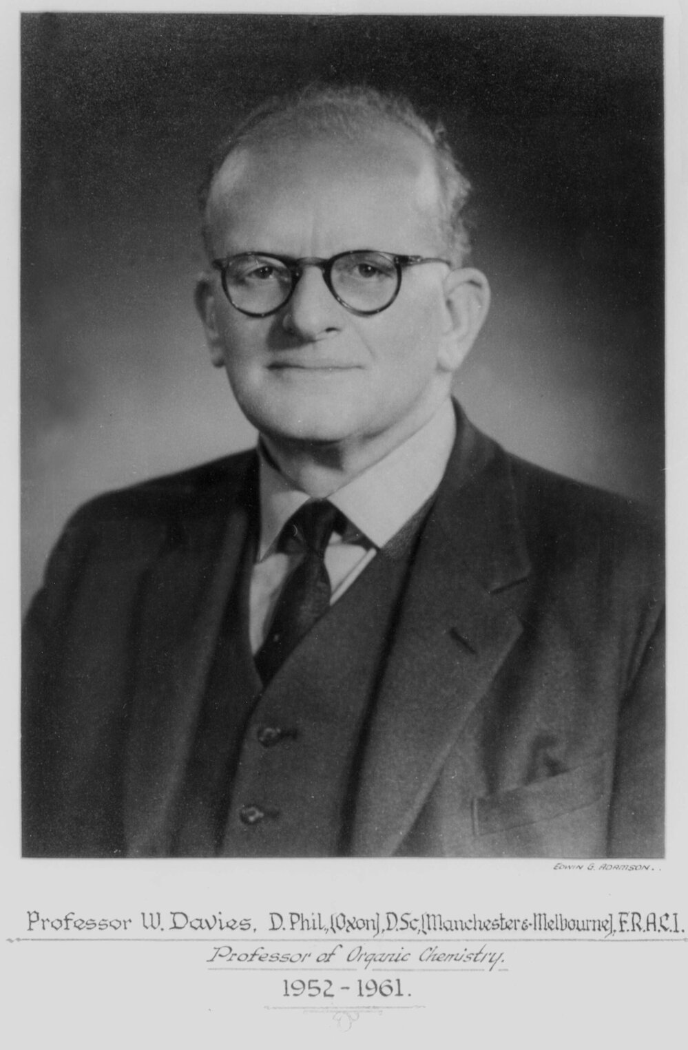 Portrait of  Professor William Davies, Professor of Organic Chemistry, University of Melbourne.