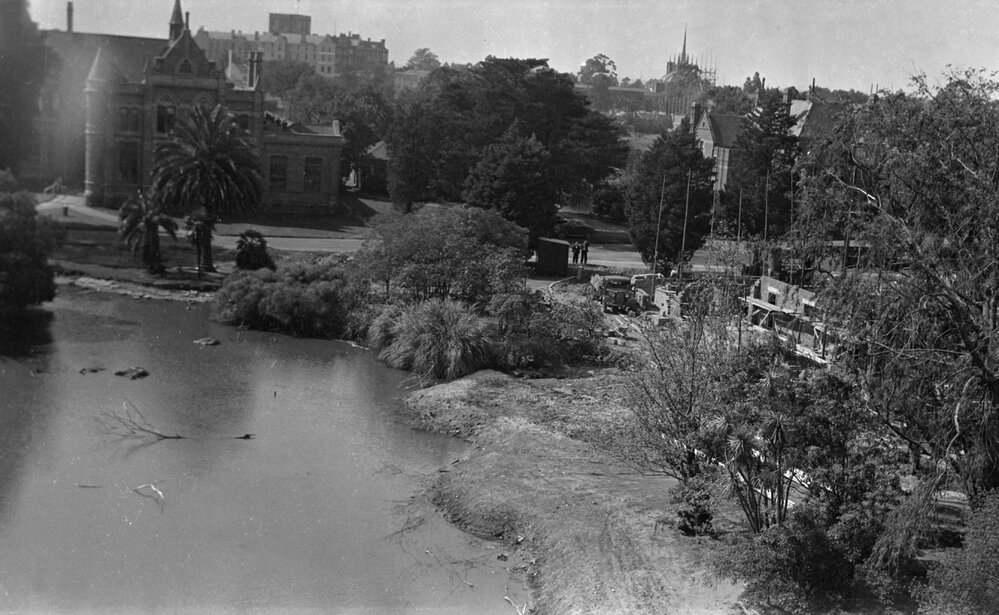 Chemistry School foundation bluestone drain, University of Melbourne, circa 1938.