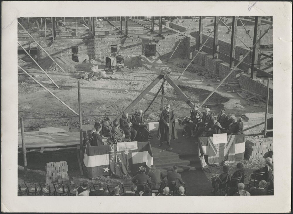 Laying of Chemistry School foundation stone, University of Melbourne, 19 May 1938.