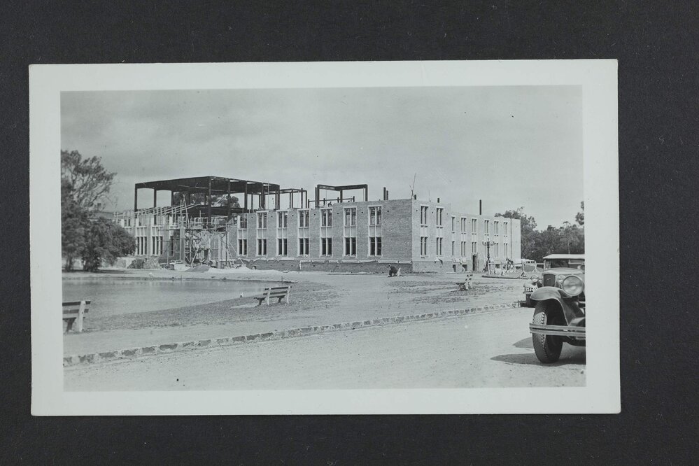 North-western view of Chemistry building during construction, University of Melbourne, circa 1938-1940.