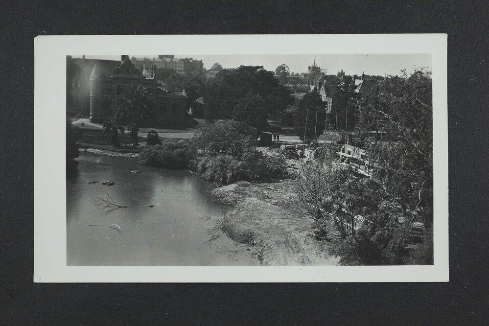 View of Old Commerce building under construction from Chemistry building, University of Melbourne, circa 1937-1939.