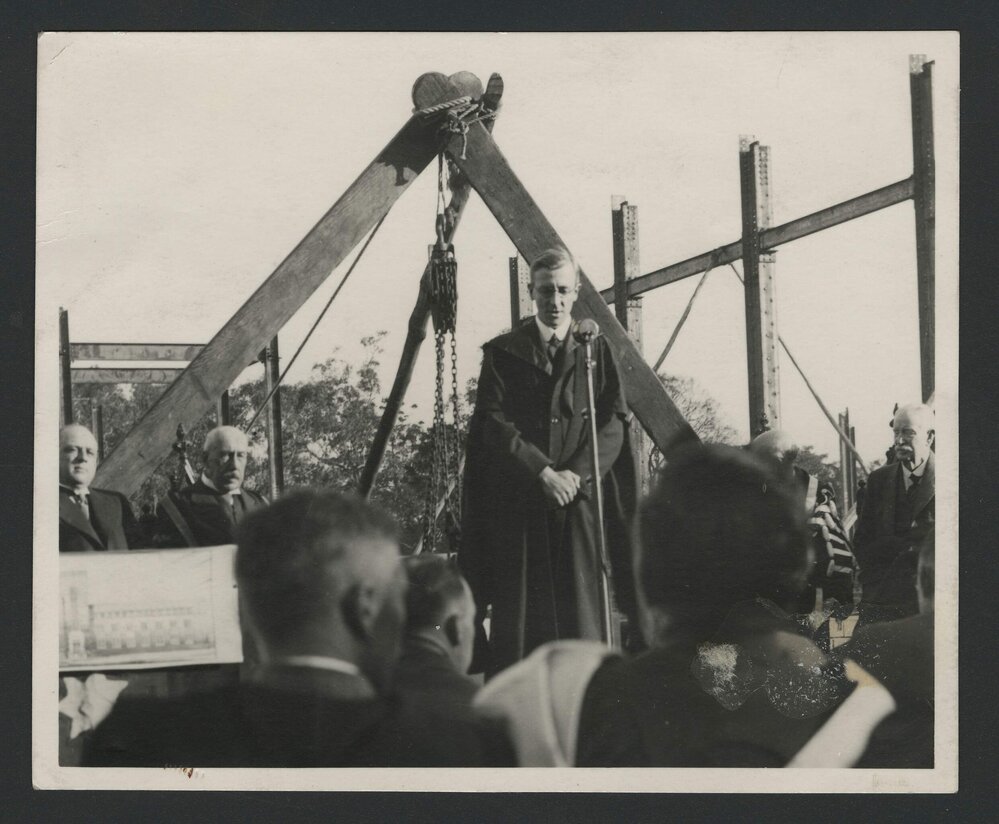 Laying of Chemistry School foundation stone, University of Melbourne, 19 May 1938.