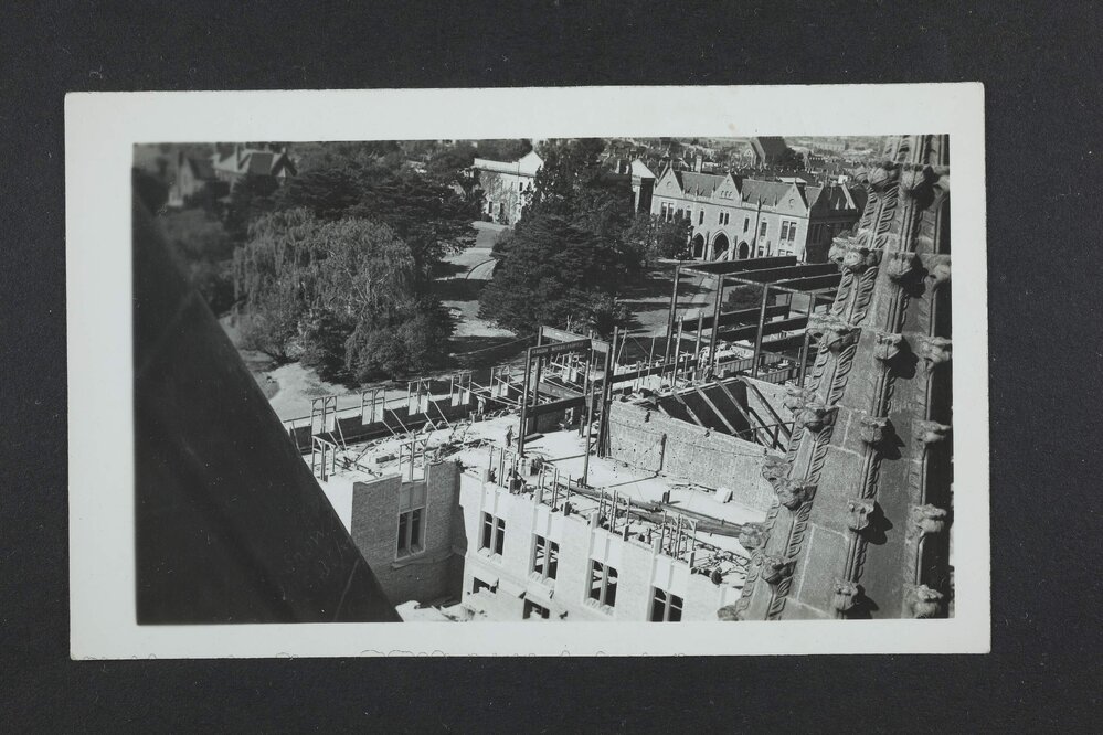 View of Chemistry building during construction from north-east, University of Melbourne, circa 1938-1940.