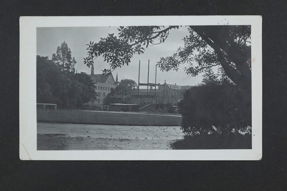 View of Old Commerce building under construction from north-east, University of Melbourne, circa 1937-1939.