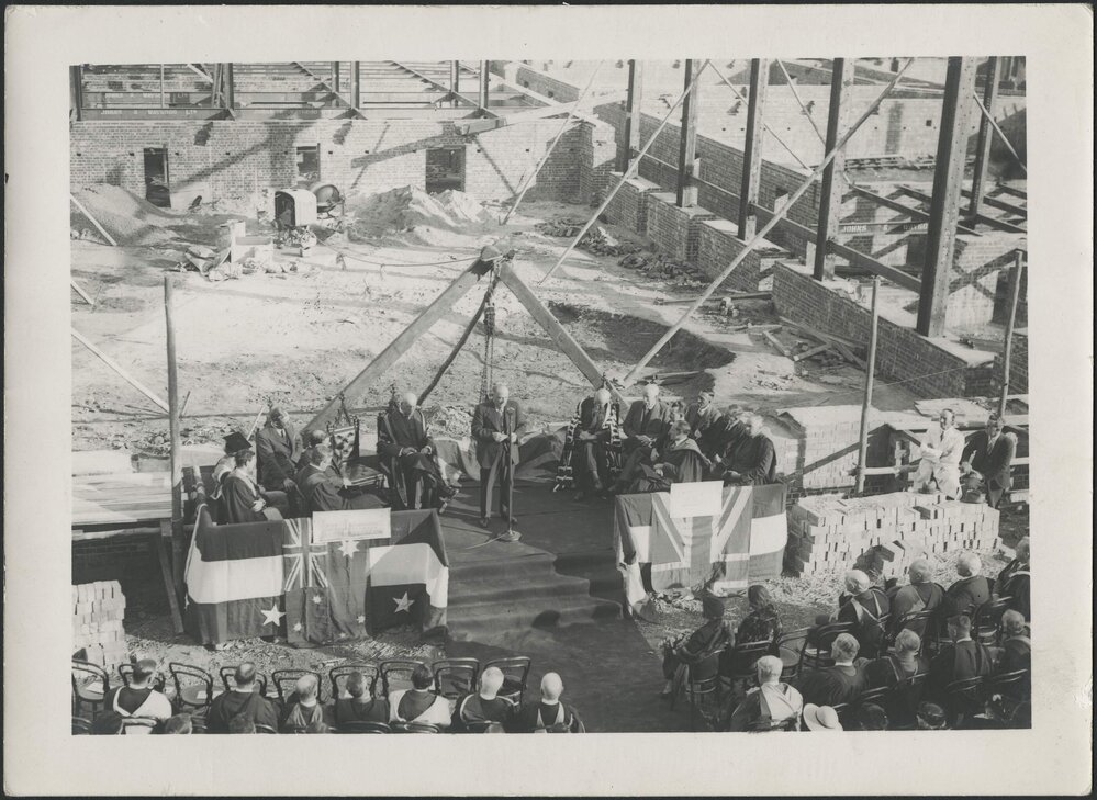 Laying of Chemistry School foundation stone, University of Melbourne, 19 May 1938.