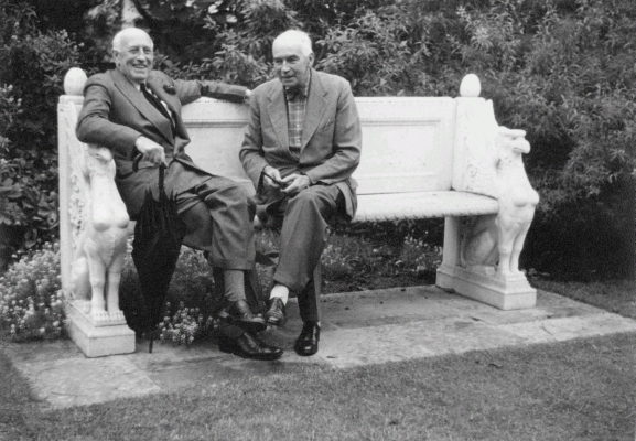 Sir Daryl Lindsay and Sir Russell Grimwade at 'Miegunyah', Toorak, Victoria.