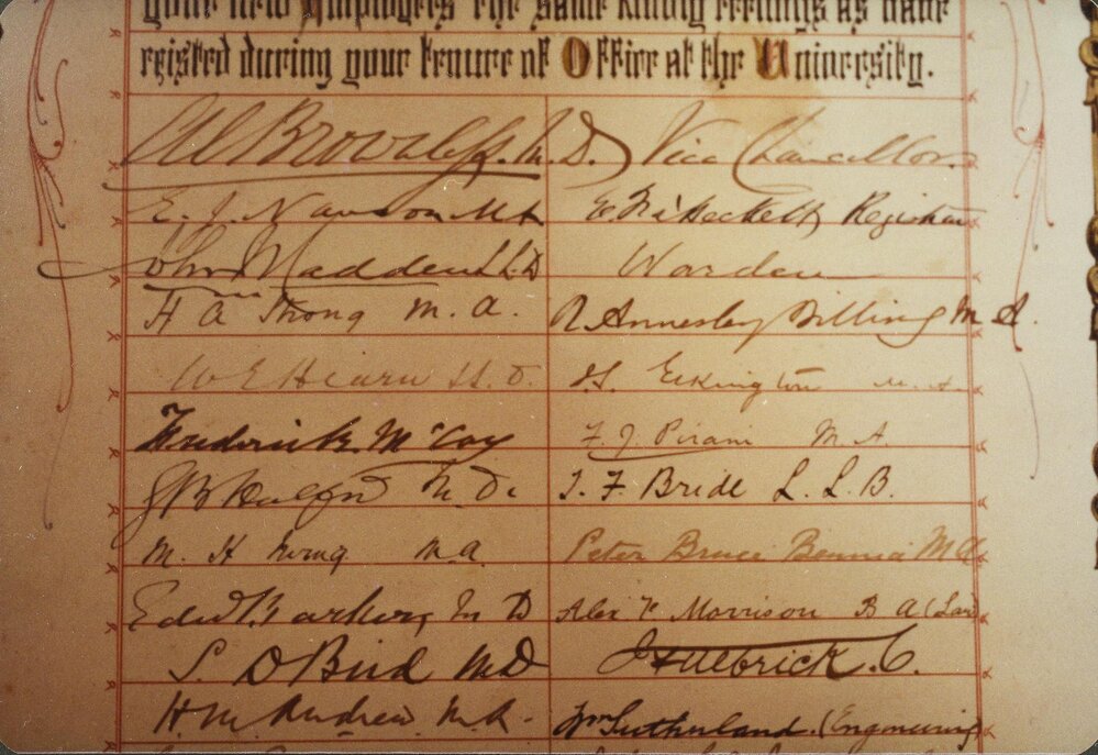 Illuminated address to Frederick Howlett, University of Melbourne, circa 1878.