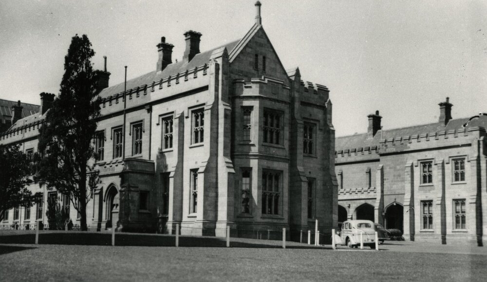End of the Quadrangle, University of Melbourne, 1952.