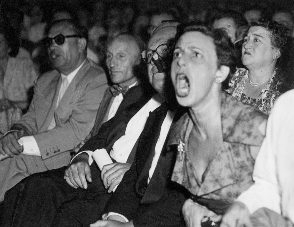 Crowd at boxing match