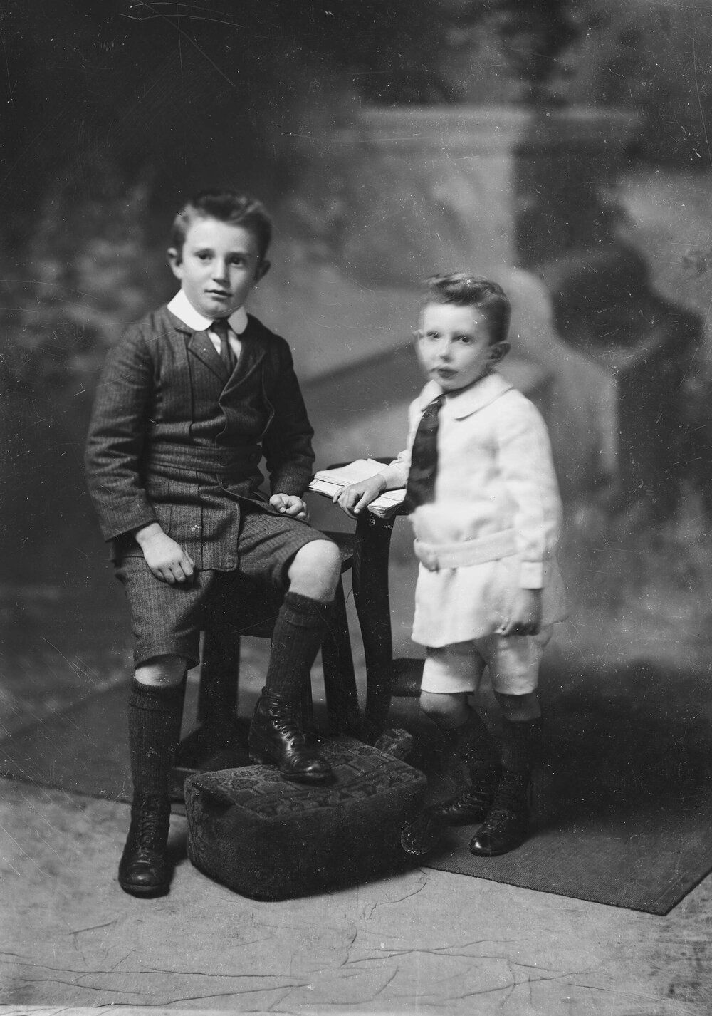 Studio portrait of  two unidentified boys.