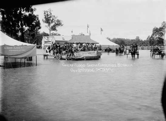 The Benalla Showgrounds in flood on 2nd October 1906.
