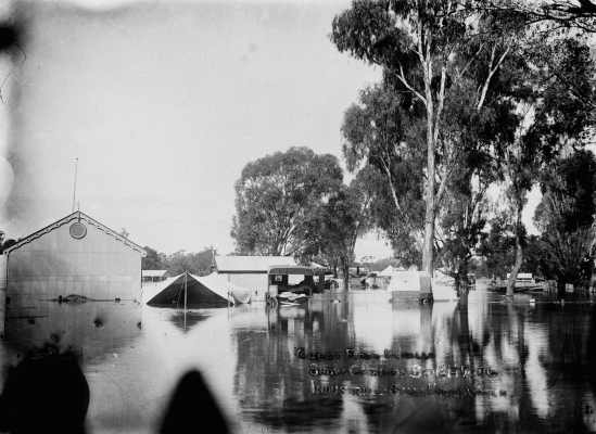 The Benalla Showgrounds in flood on 2nd October 1906.