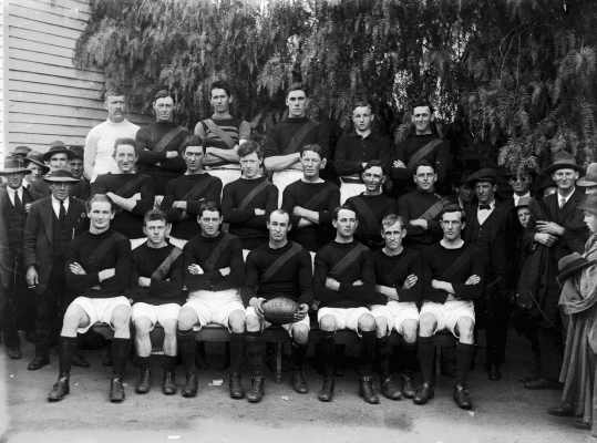 An unidentified posed football team, possibly in Benalla.