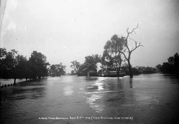 Flooded gas works in Benalla, September 24th 1916.