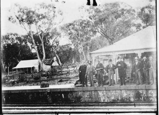 A scene at Glenrowan Railway Station shortly after the capture of Ned Kelly.