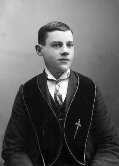 Portrait of Mr.  W. Allen wearing a Druids velvet stole or vest.