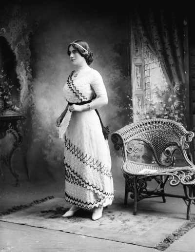 Studio full-length portrait of Miss Stowell.