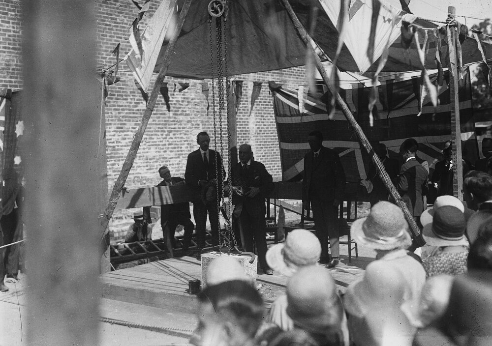 Installation of a plaque or foundation stone for an unknown building in Benalla.