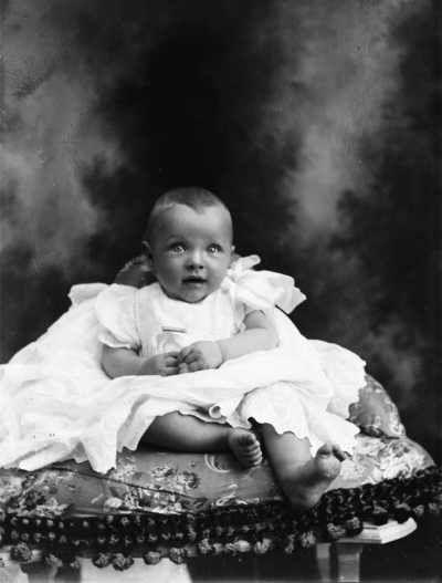 Studio portrait of a baby.  Family name Gibson.