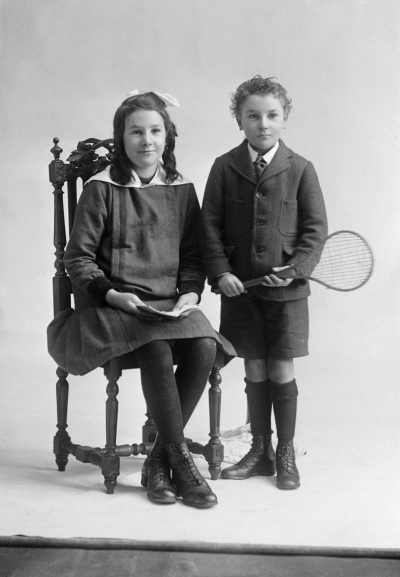 Studio portrait of two children.