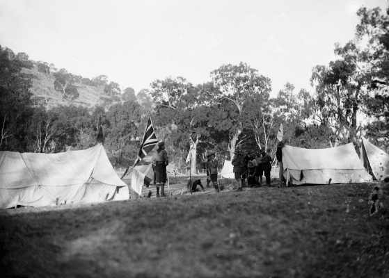 A scout camp in a farmland environment.