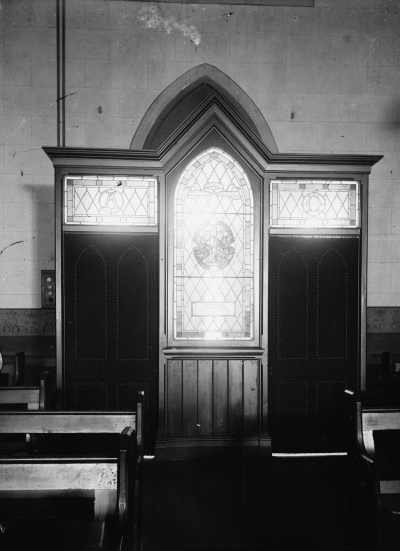 Part of a church interior showing the entrance porch.