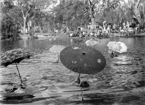 A swimming event in the Broken River.