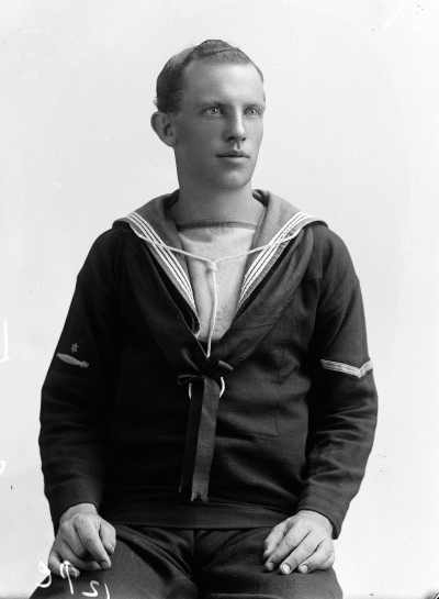 Portrait of a young man in a sailor&rsquo;s uniform.  Family name Baxter.