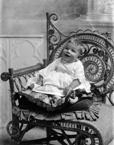 Studio portrait of  a baby named Higgins.