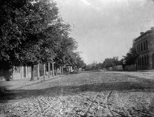 A street scene in an unknown town in Victoria.
