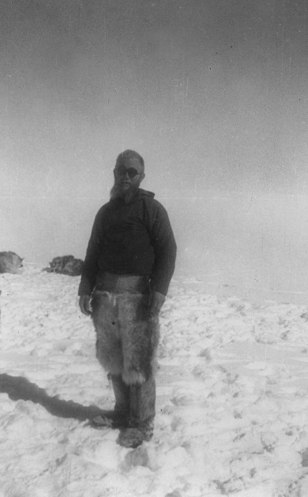Ernst Sorge standing in snow