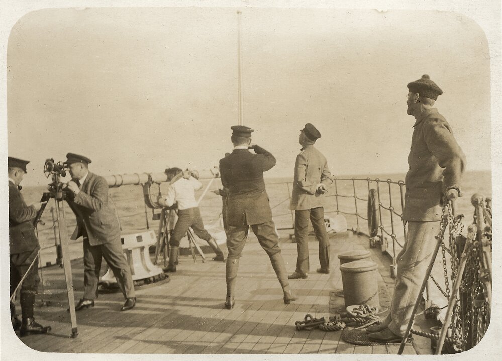 Men on board the 'Meteor'