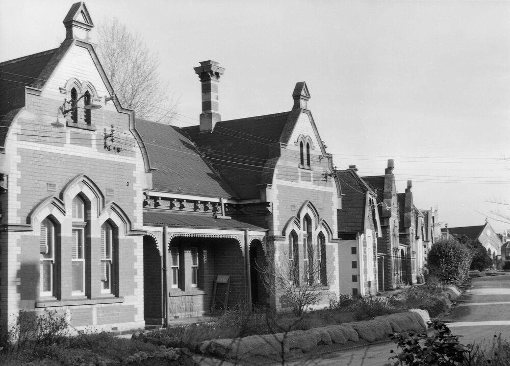 Dwellings at the Old Colonists' Homes in Rushall Crescent, North Fitzroy, Melbourne.