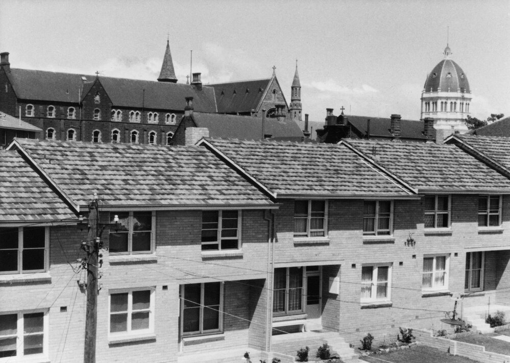 A view over part of the St Laurence Housing Estate from the roof of number 35 Hanover Street, Fitzroy, Melbourne.