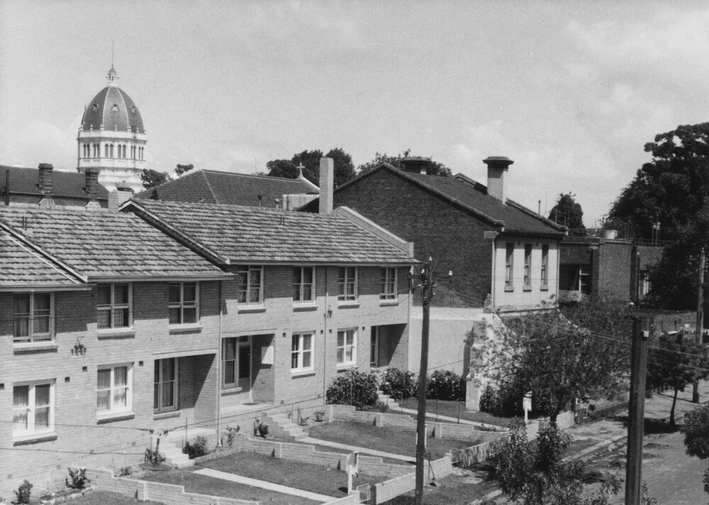 A view of part of the St Laurence Housing Estate from the roof of number 35 Hanover Street, Fitzroy, Melbourne.