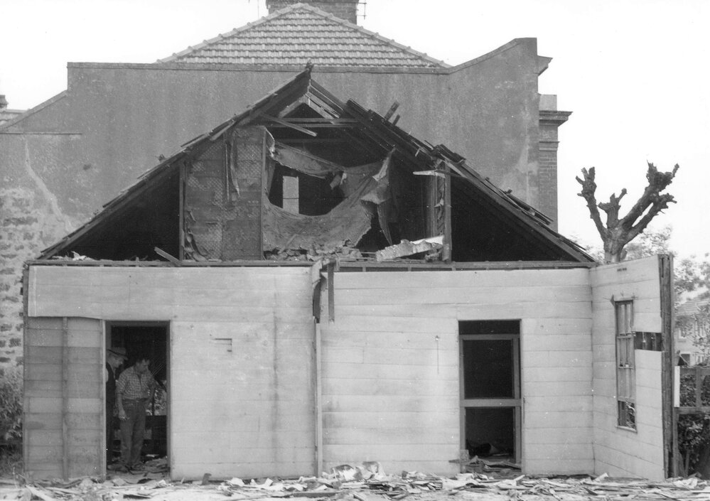 A house being demolished in Hanover Street, Fitzroy, Melbourne.