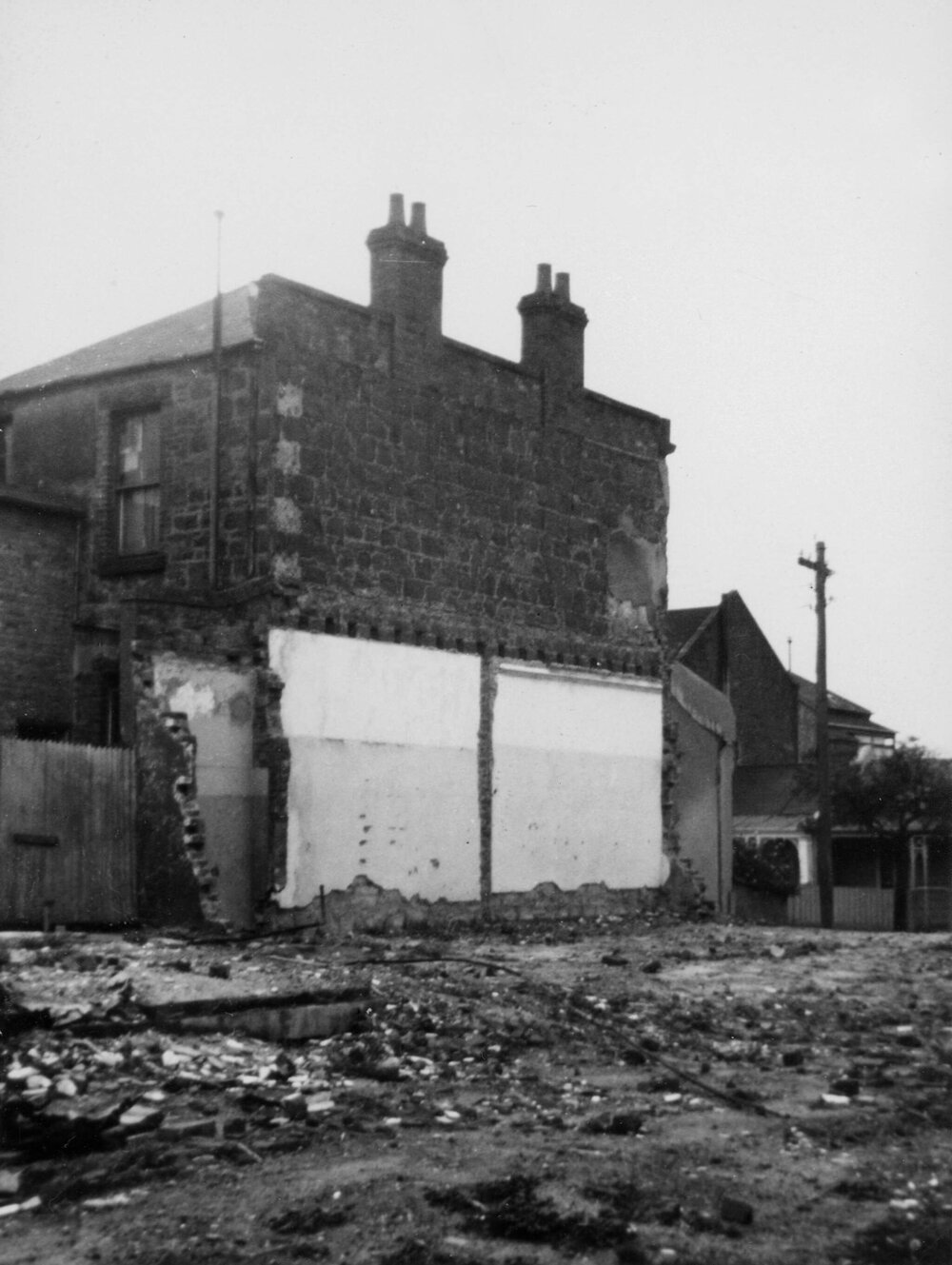A demolished house site in Hanover Street, Fitzroy, Victoria.