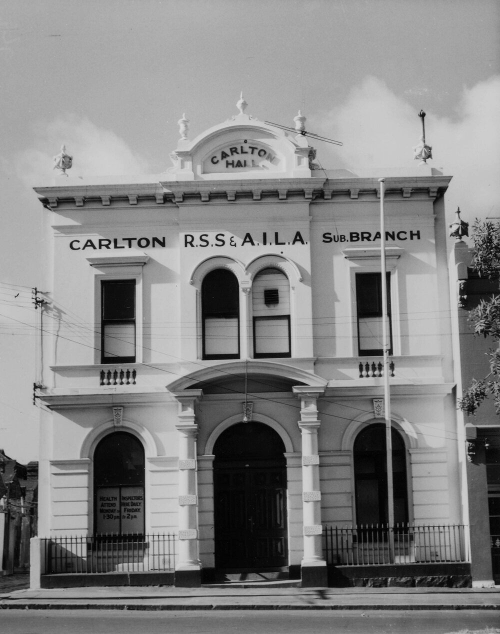 "Carlton Hall", a two storey building in Princes Street, Carlton, Victoria.