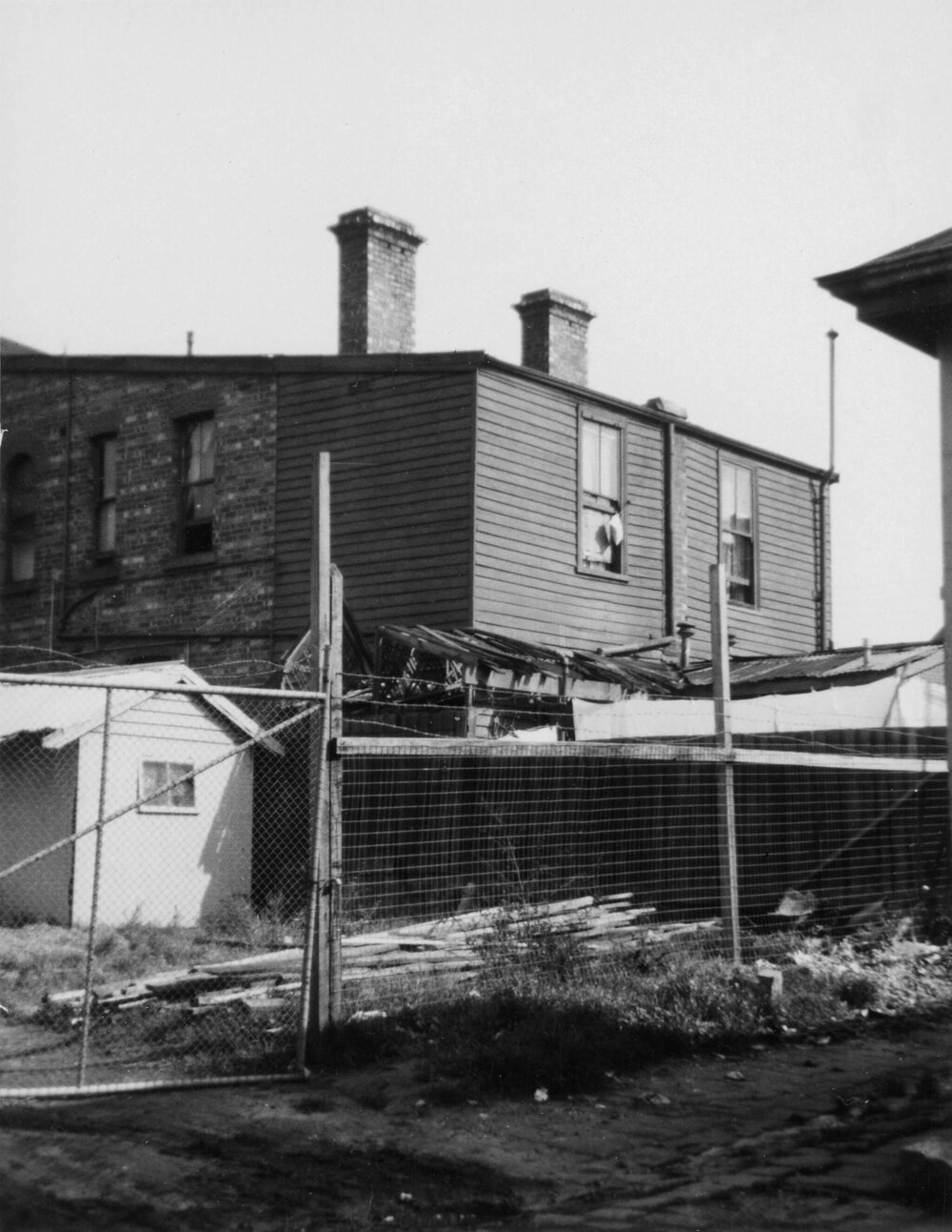 Rear view of dwellings in Palmer Street, Fitzroy, Victoria.