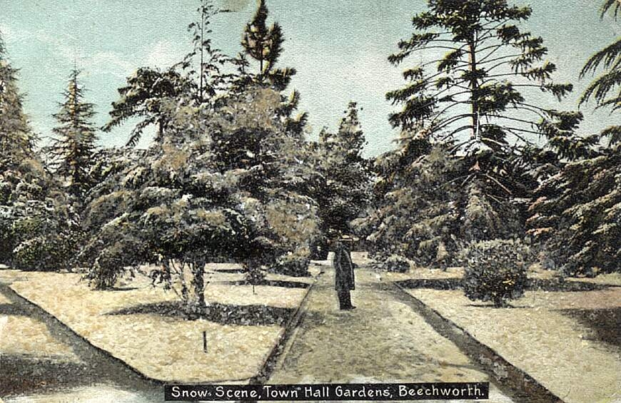 Snow Scene, Town Hall Gardens, Beechworth.