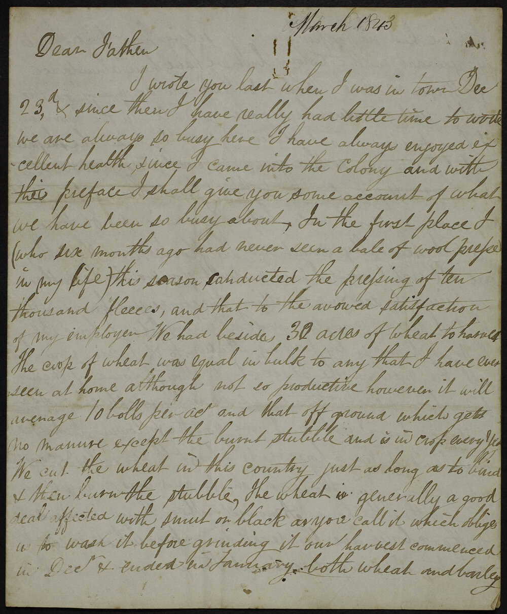 James Butchart, Smeaton Hill (Hepburn's run), to father