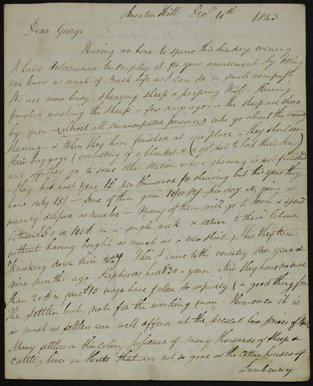 James Butchart, Smeaton Hill, to brother