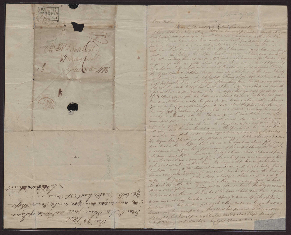 James Butchart, Glenisla, to father