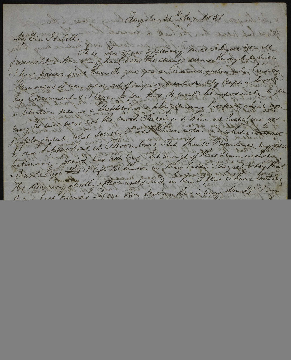 James Butchart, Tongola and Melbourne, to sister and brother