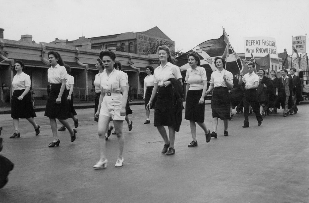 Women parading at a May Day March in the 1940s in Melbourne.