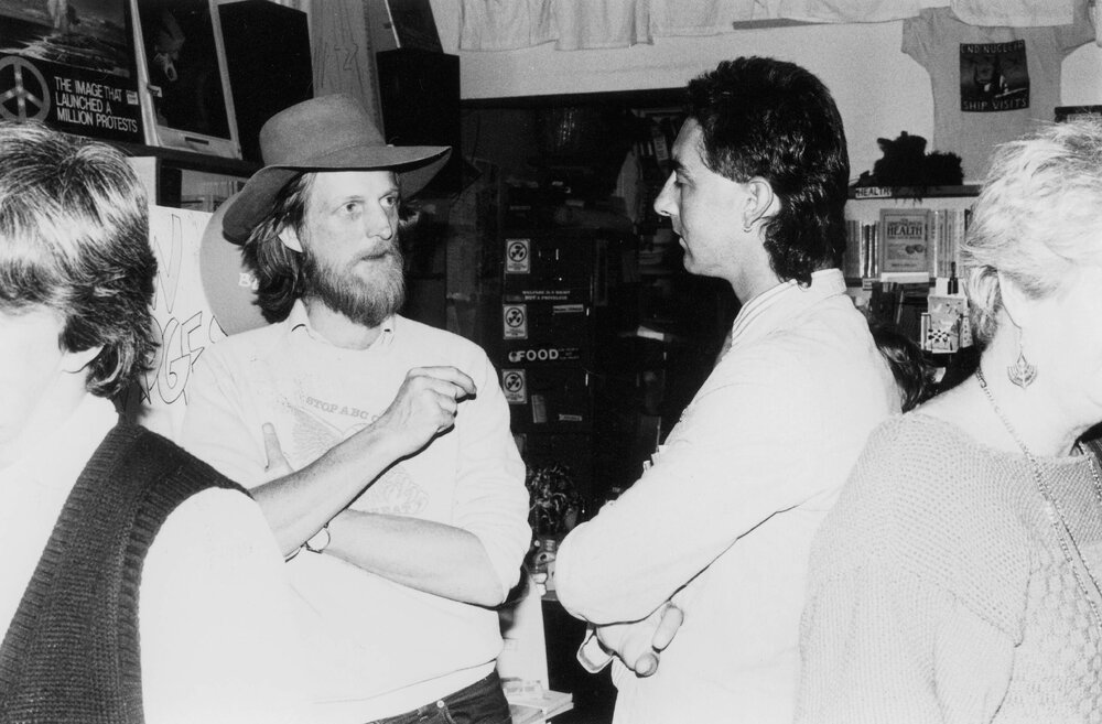 Rod Quantock and Greg Riley at the launching of  the Communist Party newspaper 'Tribune' into newsagents.