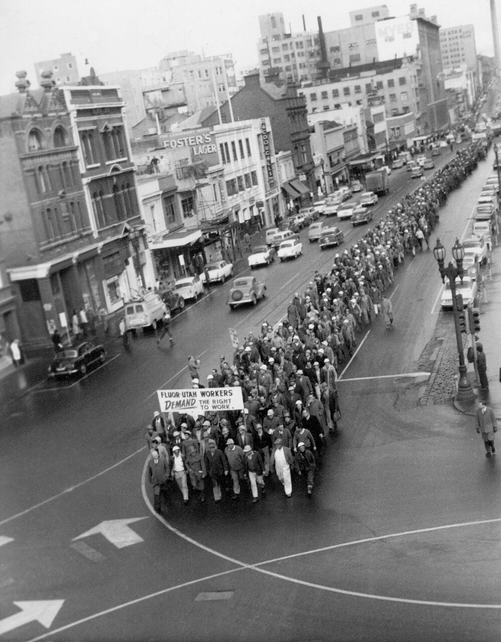 Fluor-Utah workers demonstrating in Lonsdale Street, Melbourne.
